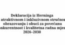 Deklaracija iz Herninga o atraktivnom i inkluzivnom stručnom obrazovanju i obuci za povećanu konkurentnost i kvalitetna radna mjesta 2026–2030